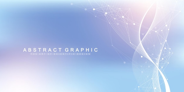 Gran visualización de datos genómicos hélice de adn hebra de adn molécula de prueba o neuronas atómicas estructura abstracta