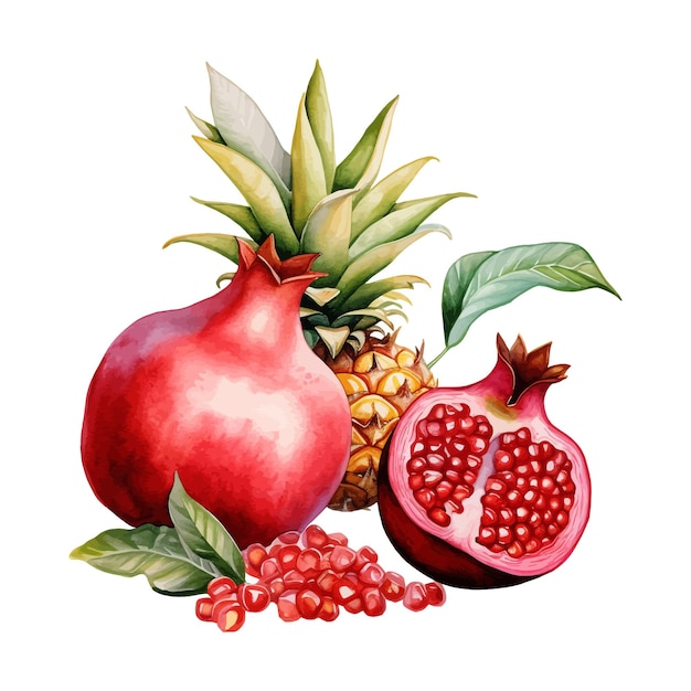 Granada frutas acuarela clipart