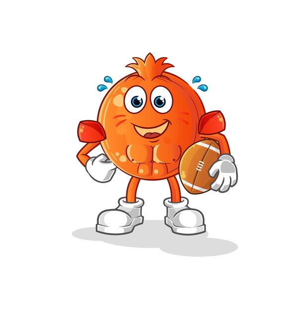 Granada jugando vector de mascota de dibujos animados de personaje de rugby