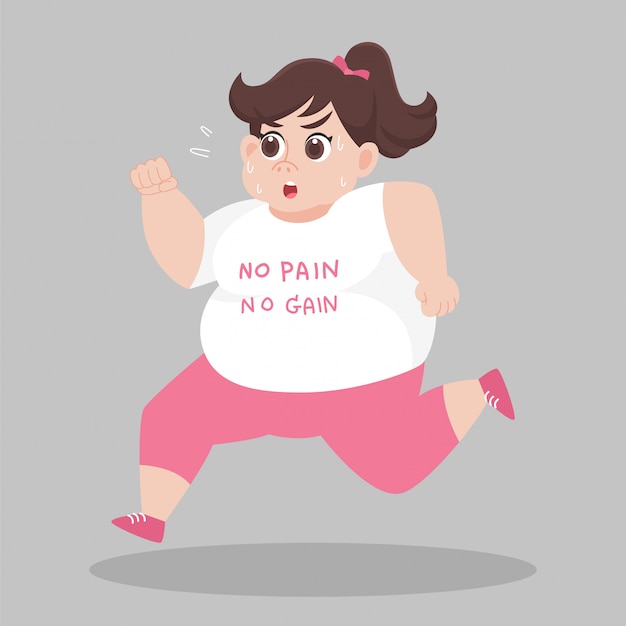 Grandes mujeres gordas corriendo quieren perder peso