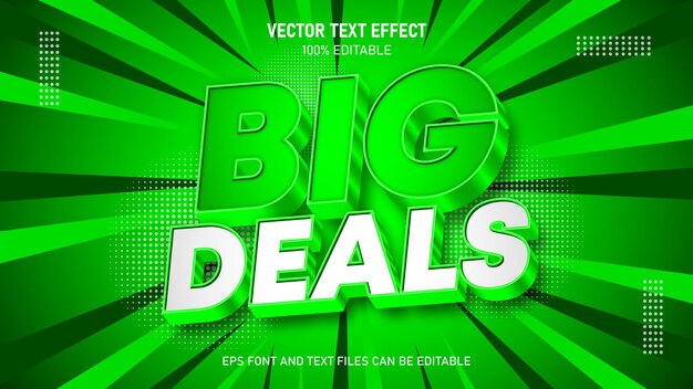 Grandes ofertas de color verde efecto de texto editable en 3D
