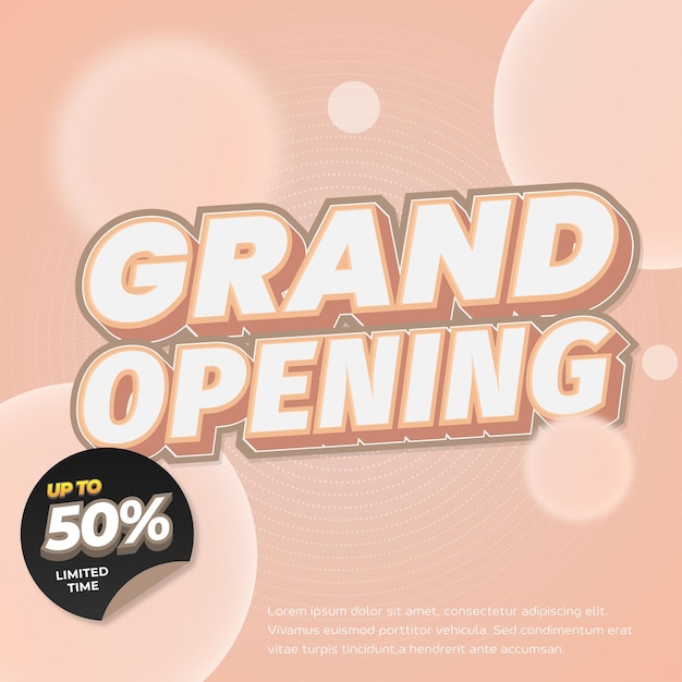 Grandes ofertas de descuento de venta de apertura Gradiente de crema dinámico Efecto de texto editable Banderas de burbujas