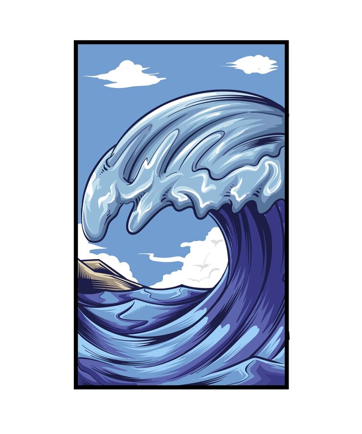 Vector grandes olas azules