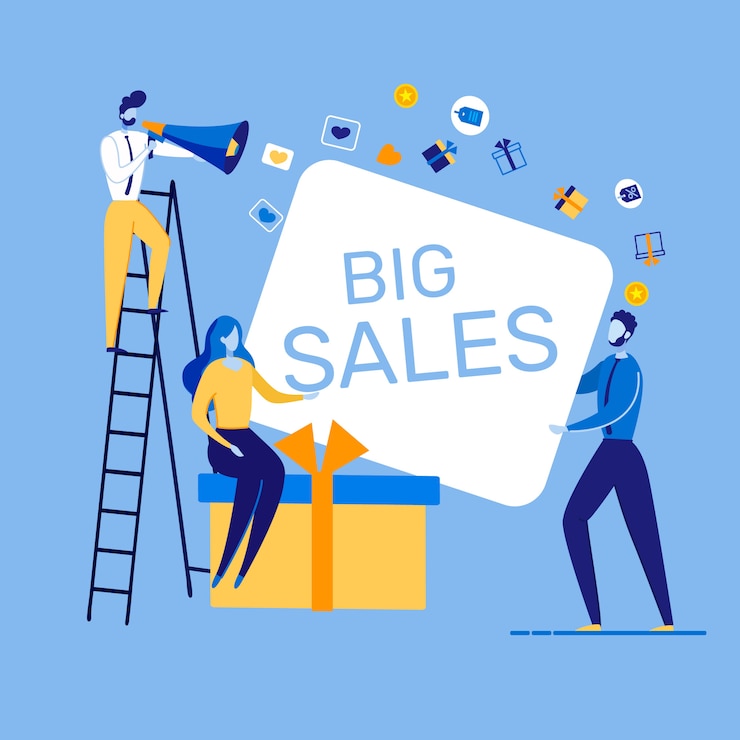Vector grandes ventas de letras de dibujos animados.