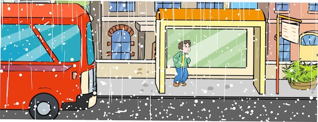 granizo en el vector de dibujos animados de la ciudad