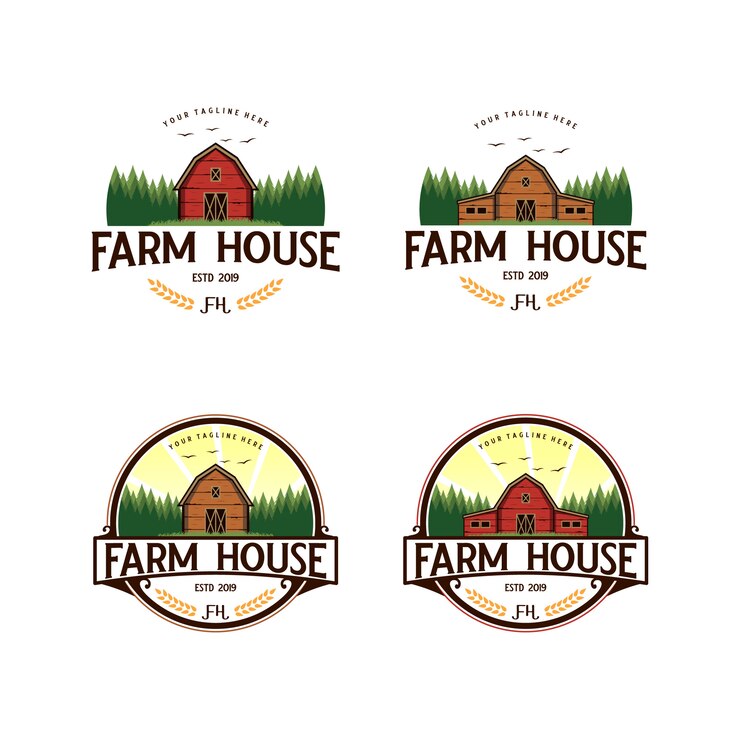 Granja, diseño de logotipo vintage de agricultura