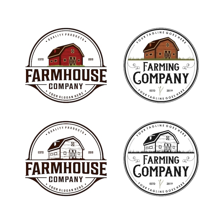 Granja, diseño de logotipo vintage de agricultura