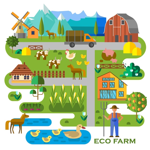 Vector granja ecológica