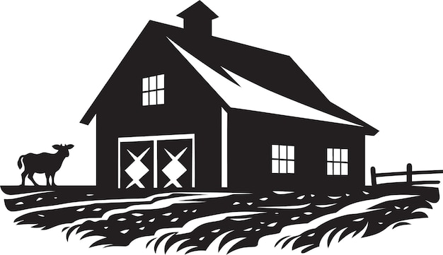Granja rústica habitat mark casa de agricultores vector logotipo vivienda rural impresión diseño de granja en vect