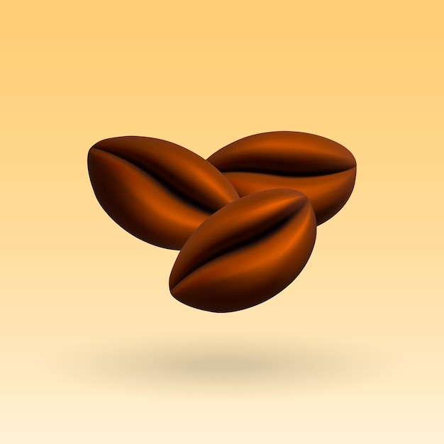 Grano de café aislado vector 3d icono granos de café ilustración 3d