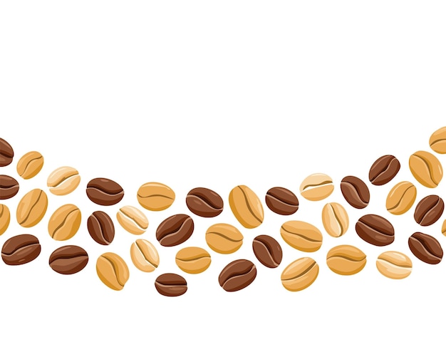 Un grano de café esparcido aislado sobre un fondo blanco y un espacio de copia x9
