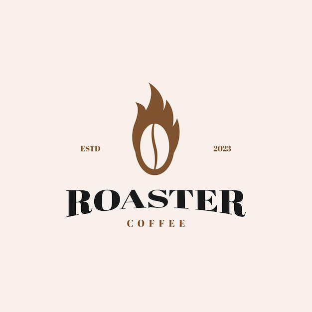 Grano de café con fuego Logo Diseño Concepto Vector Ilustración Símbolo Icono