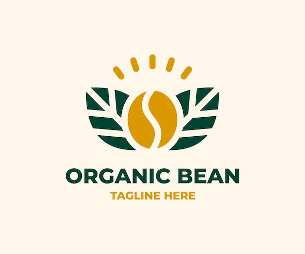 Vector grano de café con logotipo mínimo de planta hipster