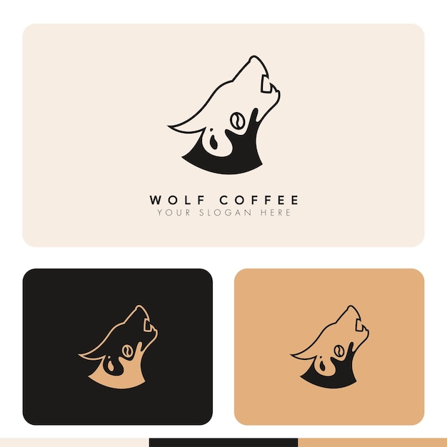 grano de café minimalista simple dentro de la ilustración de diseño de logotipo de silueta de lobo