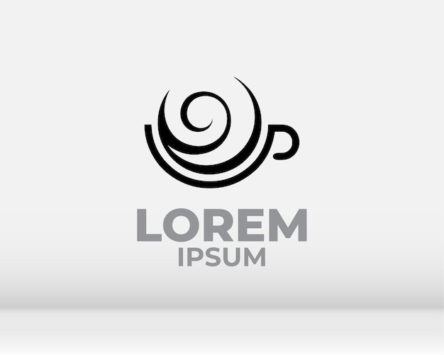 Grano de café con vector de logotipo mínimo hipster de rama de planta con icono de contorno de línea simple de hoja para café