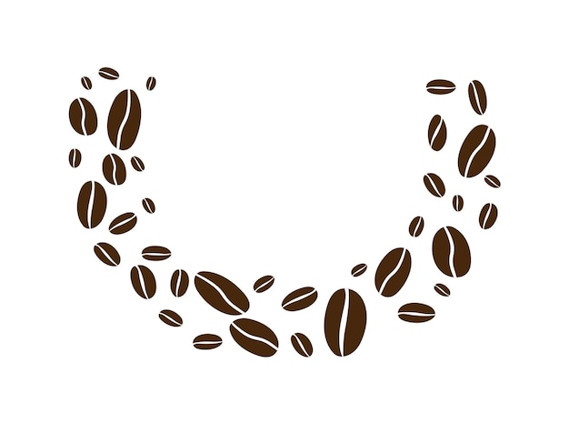 Granos de café aislados en fondo blanco Ola de fondo de granos de café