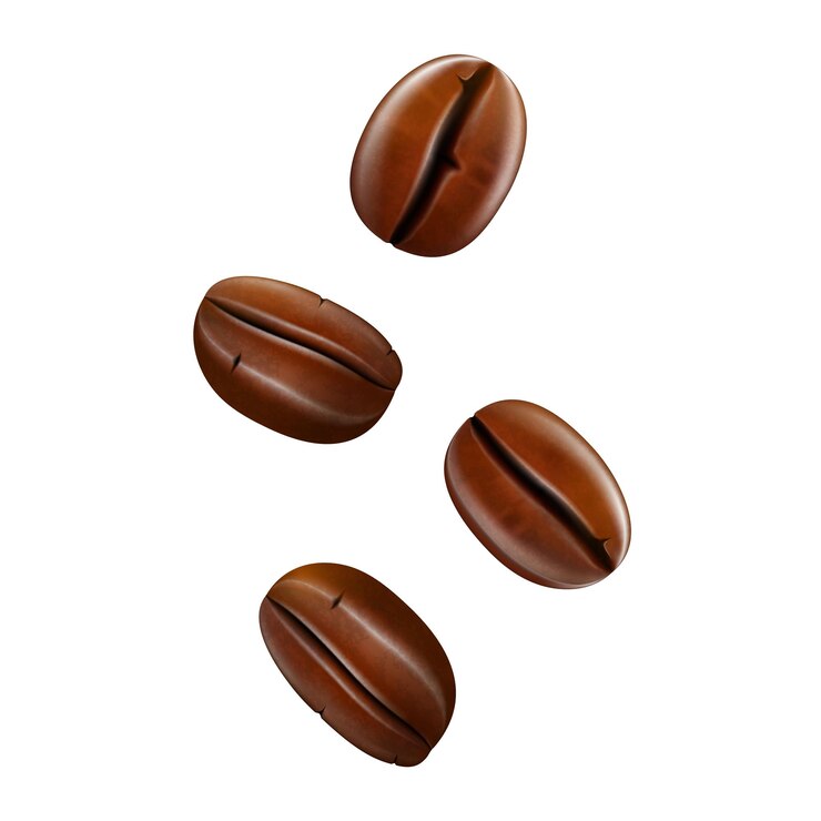 Vector granos de café aislados sobre fondo blanco. ilustración 3d vector realista