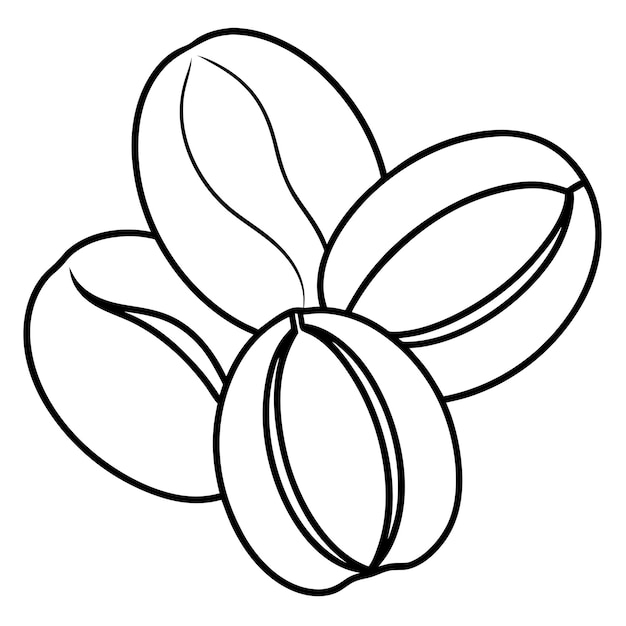 granos de café de cerca contorno libro de colorear página línea dibujo artístico