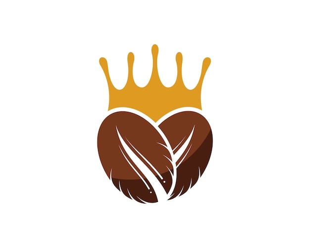Granos de café gemelos con corona de lujo en la parte superior