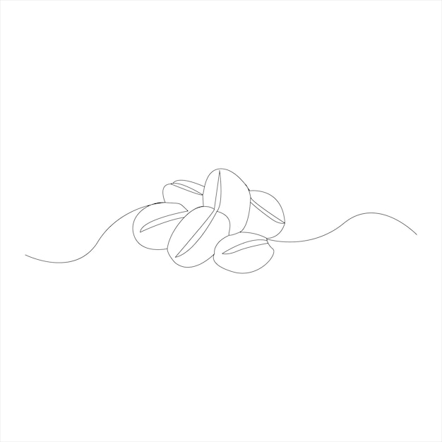Granos de café Ilustración vectorial de arte de línea continua Granos de café tostados