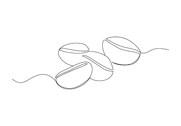 Granos de café en ilustración vectorial de línea continua Granos de café tostados