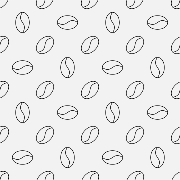 Granos de café de línea delgada vector patrón o textura sin costura