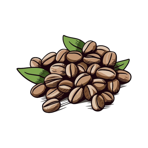 granos de café sobre un fondo blanco