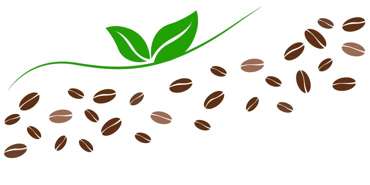 Vector granos de café con vector de hoja verde celebración del día internacional del café