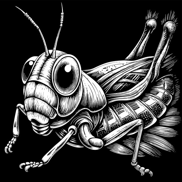 Grasshopper entomología insecto mascota dibujada a mano personaje de dibujos animados pegatina icono concepto aislado