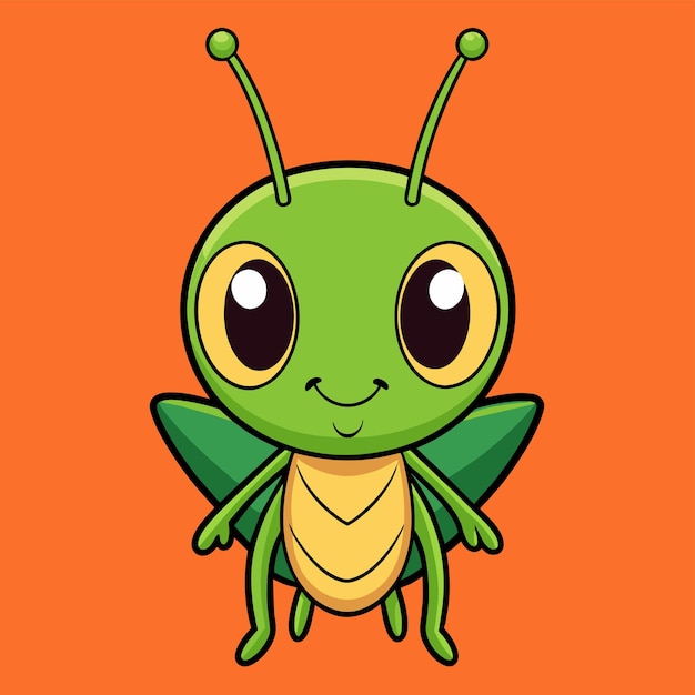 Grasshopper entomología insecto mascota dibujada a mano personaje de dibujos animados pegatina icono concepto aislado