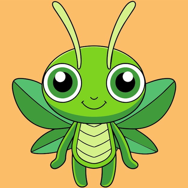 Grasshopper entomología insecto mascota dibujada a mano personaje de dibujos animados pegatina icono concepto aislado