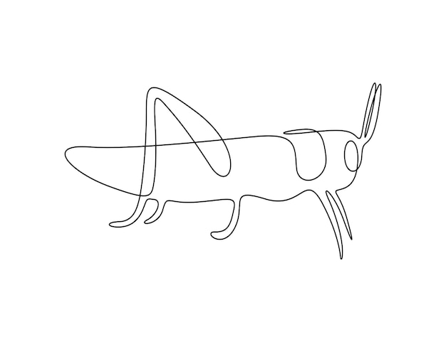 Grasshopper en una ilustración vectorial de dibujo de línea continua