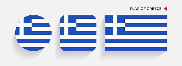 Grecia Banderas dispuestas en forma de cuadrado redondo y rectangular