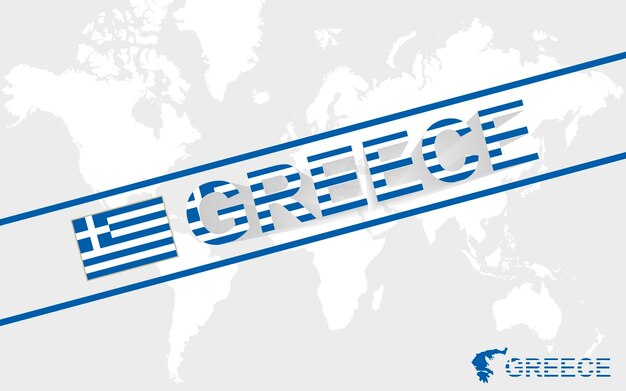 Grecia mapa bandera y texto ilustración