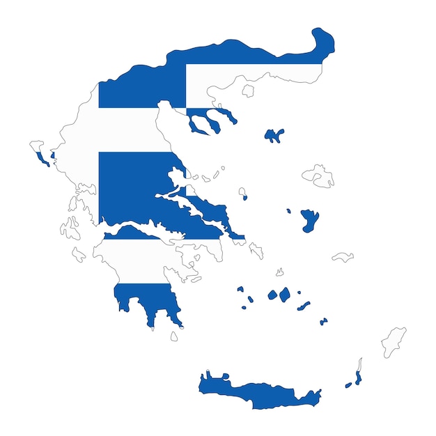 Grecia mapa silueta con bandera aislado sobre fondo blanco.