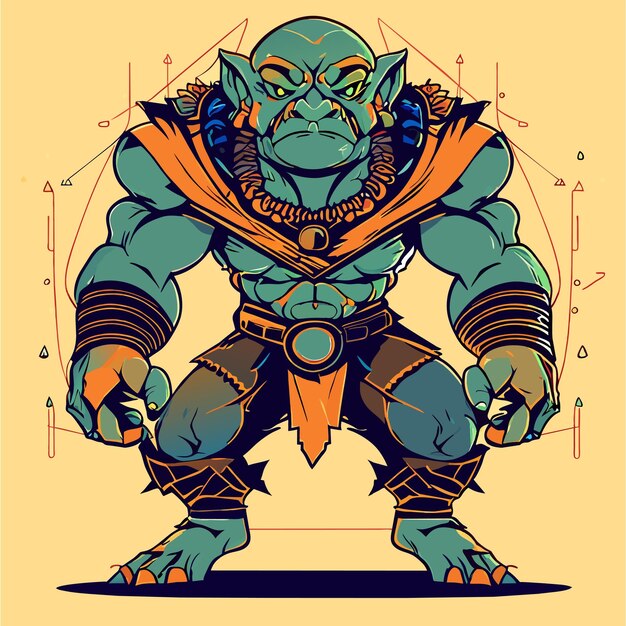 Greedy goblin oni máscara dibujada a mano plana estilosa pegatina de dibujos animados icono concepto ilustración aislada