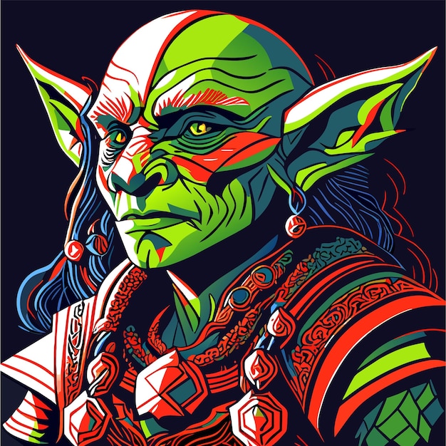 Greedy Goblin oni máscara dibujada a mano plana estilosa pegatina de dibujos animados icono concepto ilustración aislada