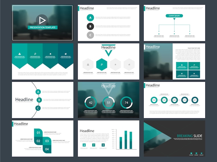 Vector green abstract presentation templates infographic