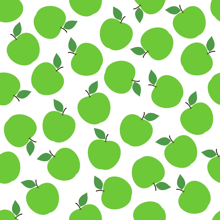 Green Apple Seamless Pattern Background Vector Design