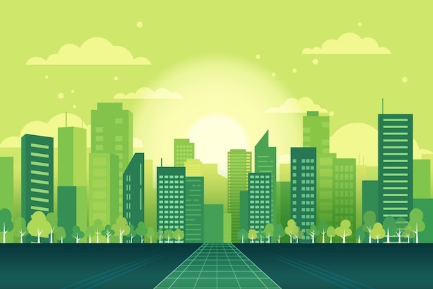 Vector green city ecología ecológica y concepto esg de energía renovable alternativa