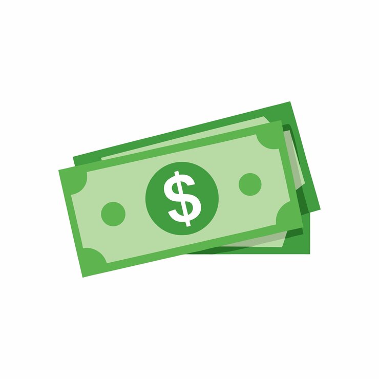 Vector green dollar bills cash and finances