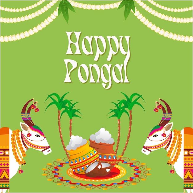 Green Elegant Illustrated Traditional Happy Pongal Instagram Post (Posta de Instagram feliz de Pongal con ilustraciones verdes) Es una de las publicaciones más populares en Instagram.