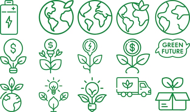 Green Energy and Sustainability Icons
