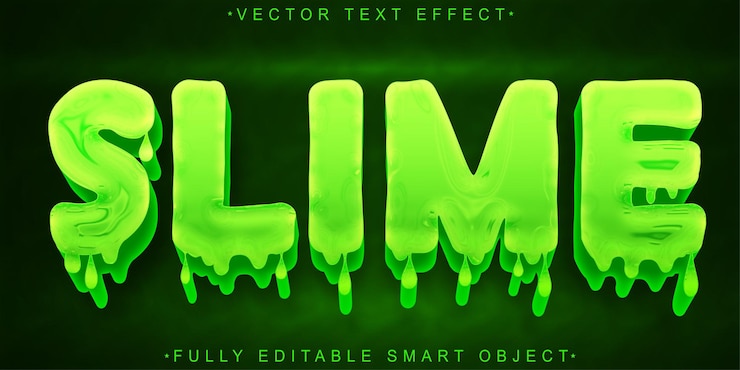 Vector green fluid slime vector efecto de texto de objeto inteligente totalmente editable