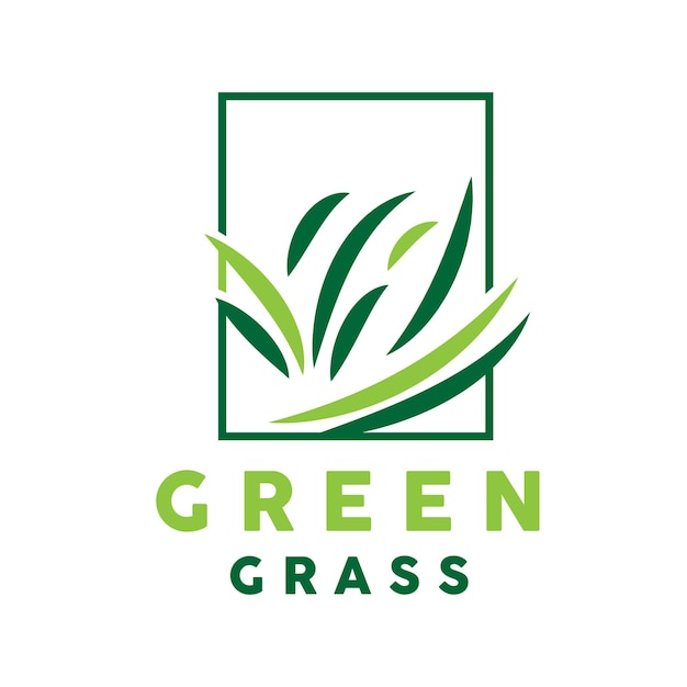 Green Grass Logo Naturaleza Planta Vector Agricultura Hoja Diseño simple Plantilla Icono Ilustración