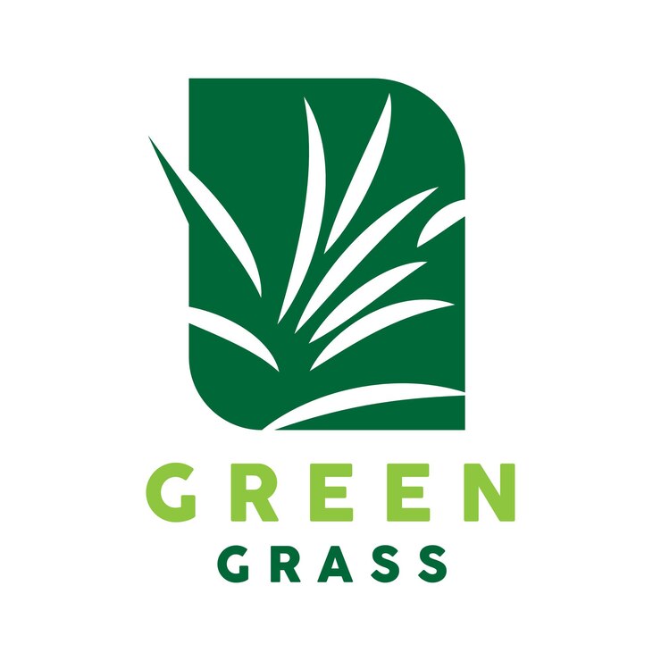 Vector green grass logo naturaleza planta vector agricultura hoja diseño simple plantilla icono ilustración