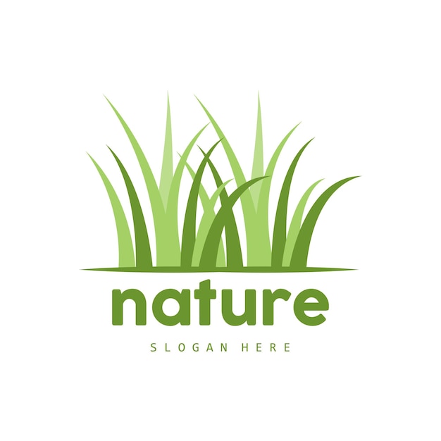 Green Grass Logo Naturaleza Planta Vector Agricultura Hoja Diseño simple Plantilla Icono Ilustración