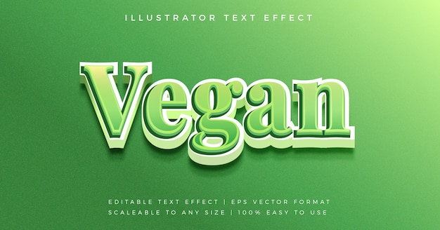 Green Healthy Vegan Efecto de fuente de estilo de texto en 3D