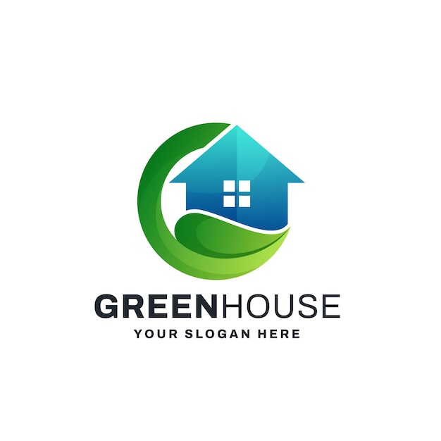 Green House Gradiente Logo Vector Icono Ilustración