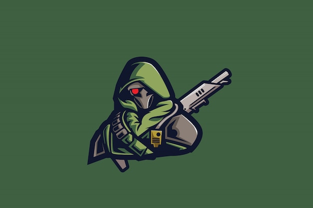 Vector green hunter esport mascota